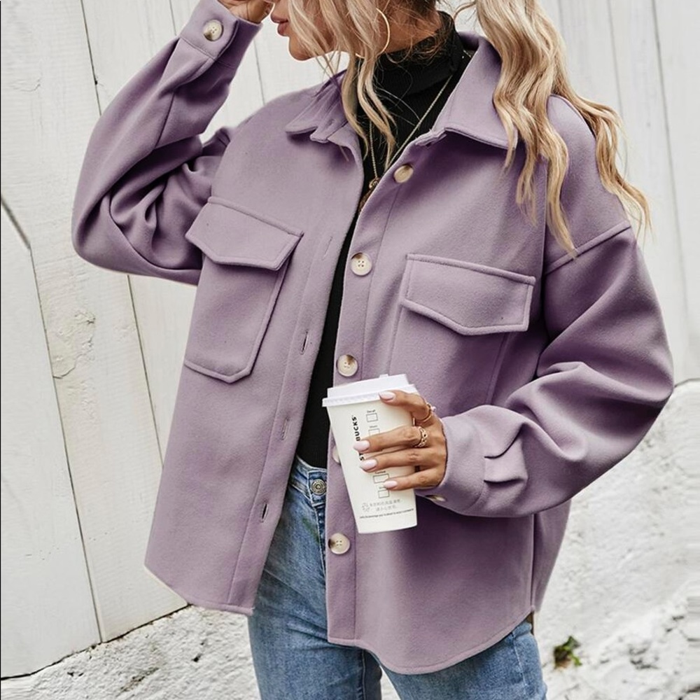 Brown Boyfriend fit oversized shacket jacket coat - Picture 13 of 16